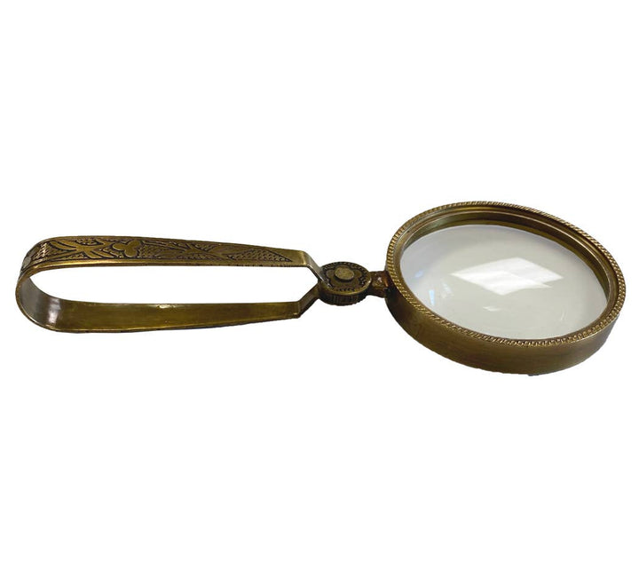 4 - 3/4" Antiqued Brass Magnifying Glass with Folding Handle - Maison and Mer