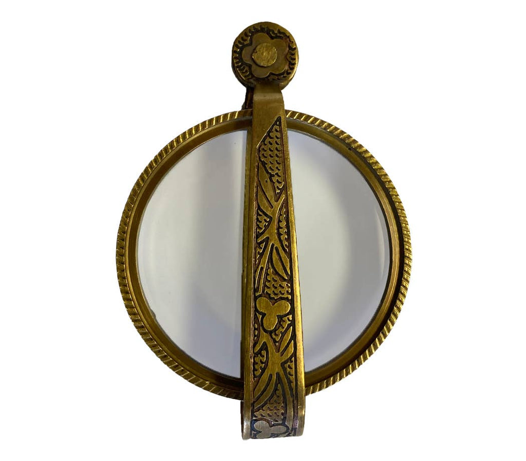 4 - 3/4" Antiqued Brass Magnifying Glass with Folding Handle - Maison and Mer