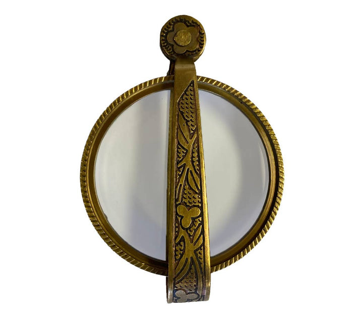 4 - 3/4" Antiqued Brass Magnifying Glass with Folding Handle - Maison and Mer