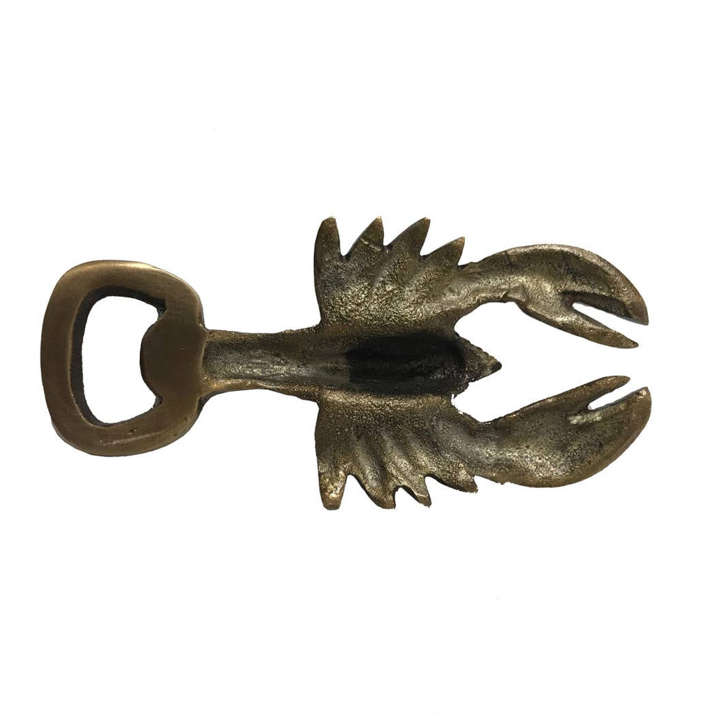 4" Antiqued Brass Lobster Bottle Opener - Maison and Mer