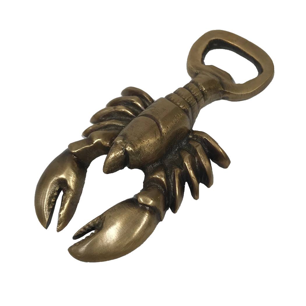 4" Antiqued Brass Lobster Bottle Opener - Maison and Mer