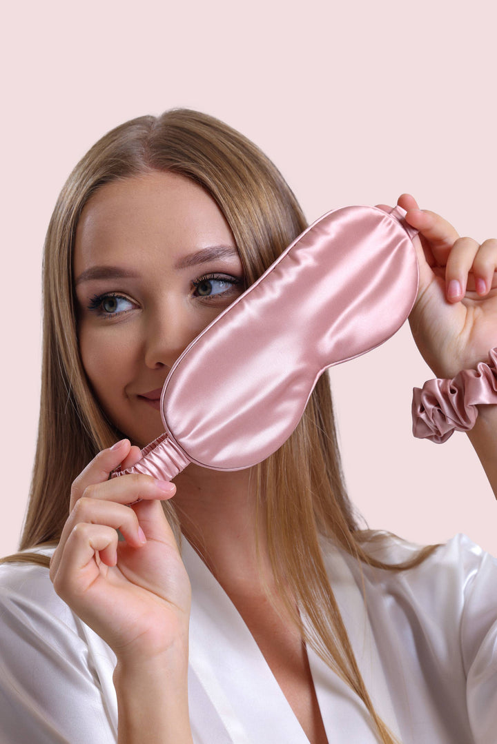 Mascarilla para dormir de seda pura 100 % orgánica - Oro rosa
