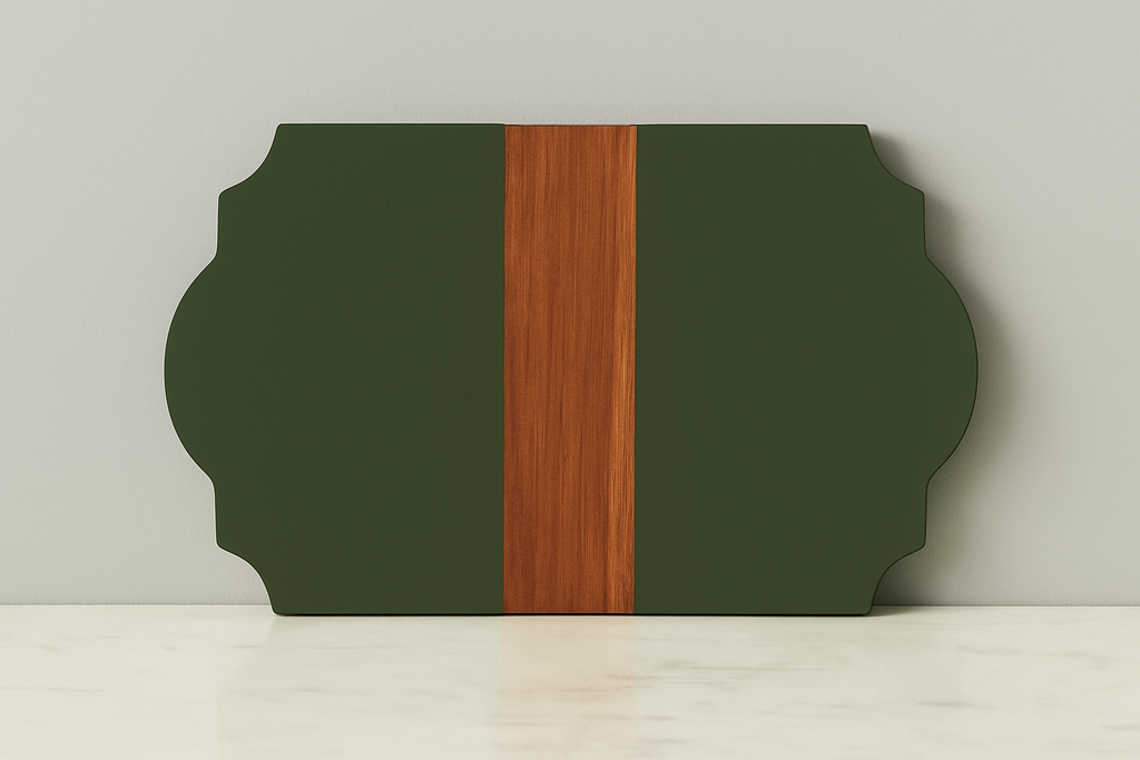 Maison Trefoil Wood Cheese Board Charger, Spruce Green