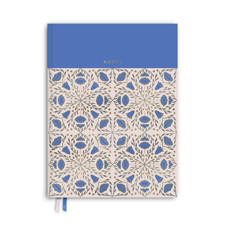 Cuaderno de tapa dura con estampado folklórico - Bluebell
