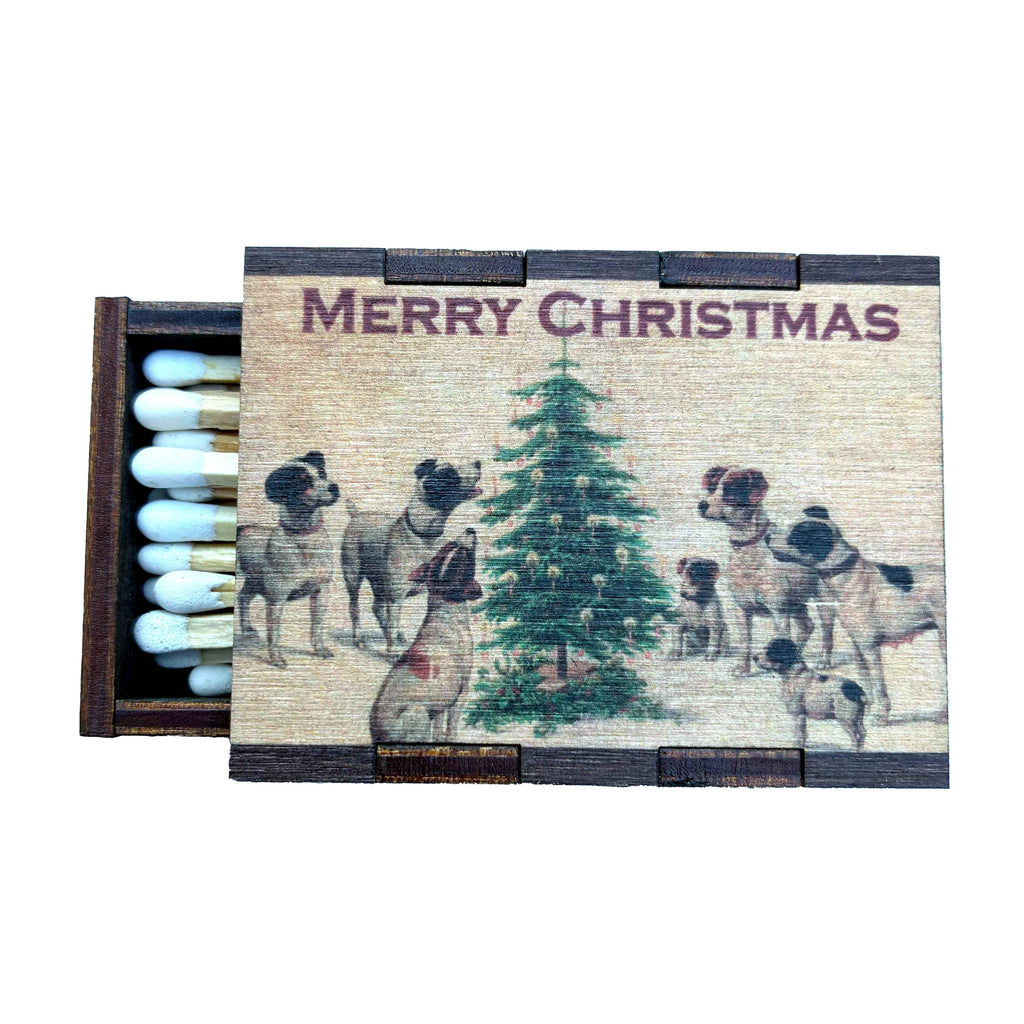 Matches • Christmas Dogs Wooden Matchbox • Stocking Stuffers