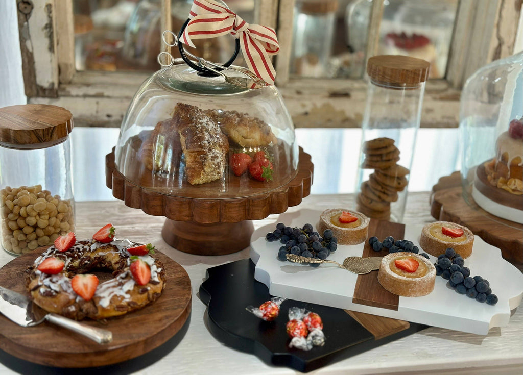 Maison Trefoil Wood Cheese Board Charger, White