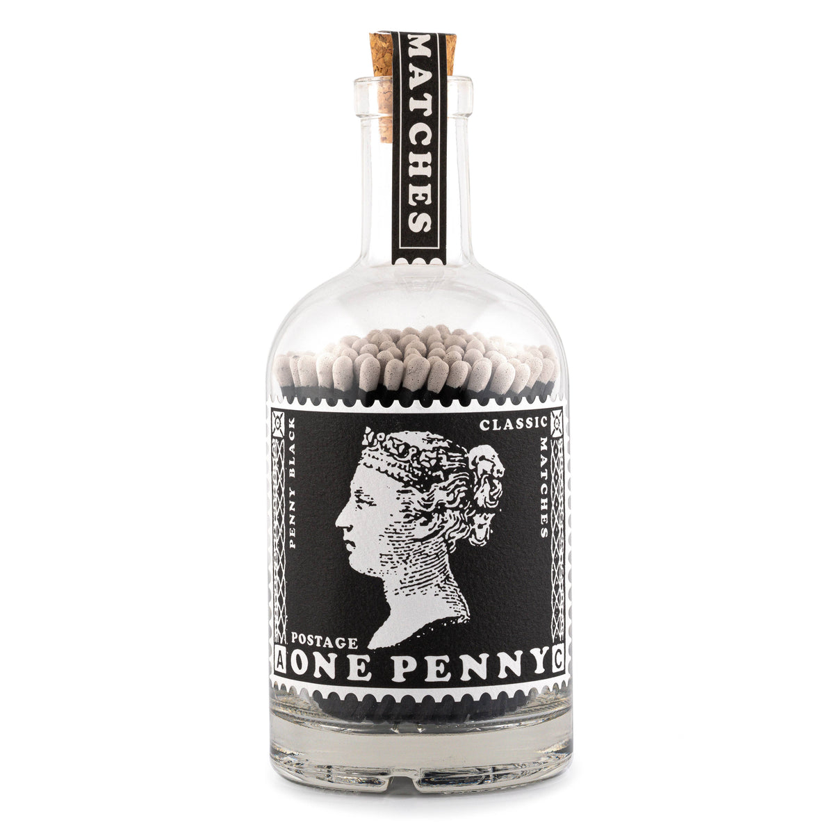 Penny Black Glass Bottle - Safety Matches