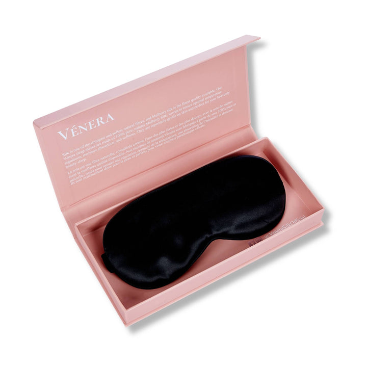 Mascarilla para ojos de seda pura 100 % orgánica - Negra