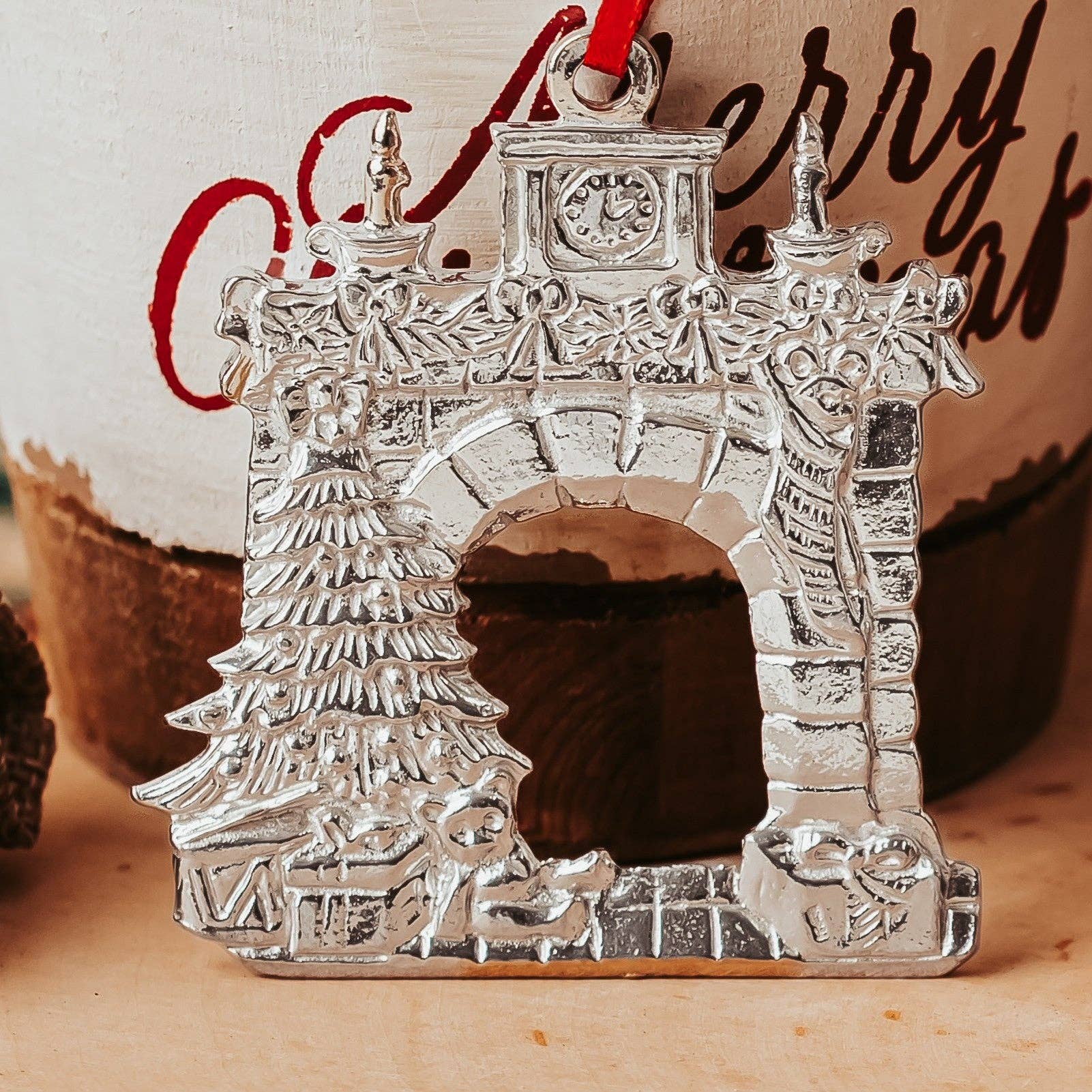 Candy Cane - Fireplace - Candles - Christmas Tree Ornament