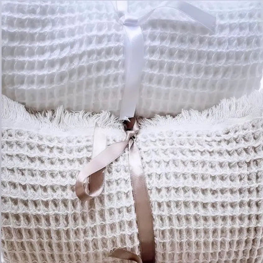 Sand Waffle Weave Blanket – 100% Turkish Aegean Cotton