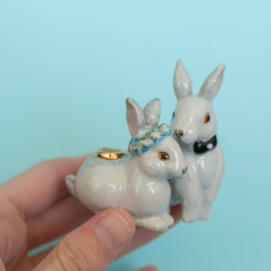 Adorno para tarta de boda con conejitos de amor