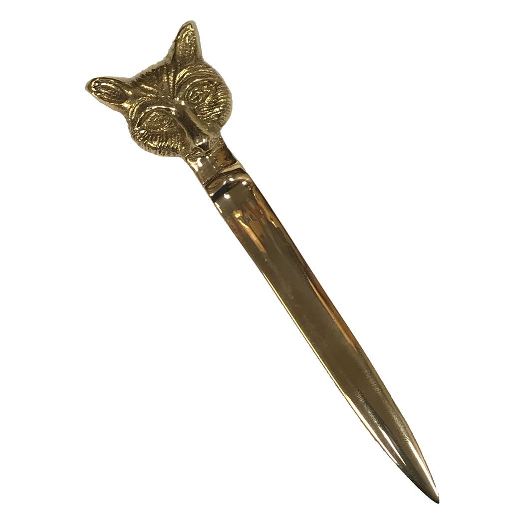 6 - 1/4" Solid Brass Fox Head Letter Opener - Maison and Mer