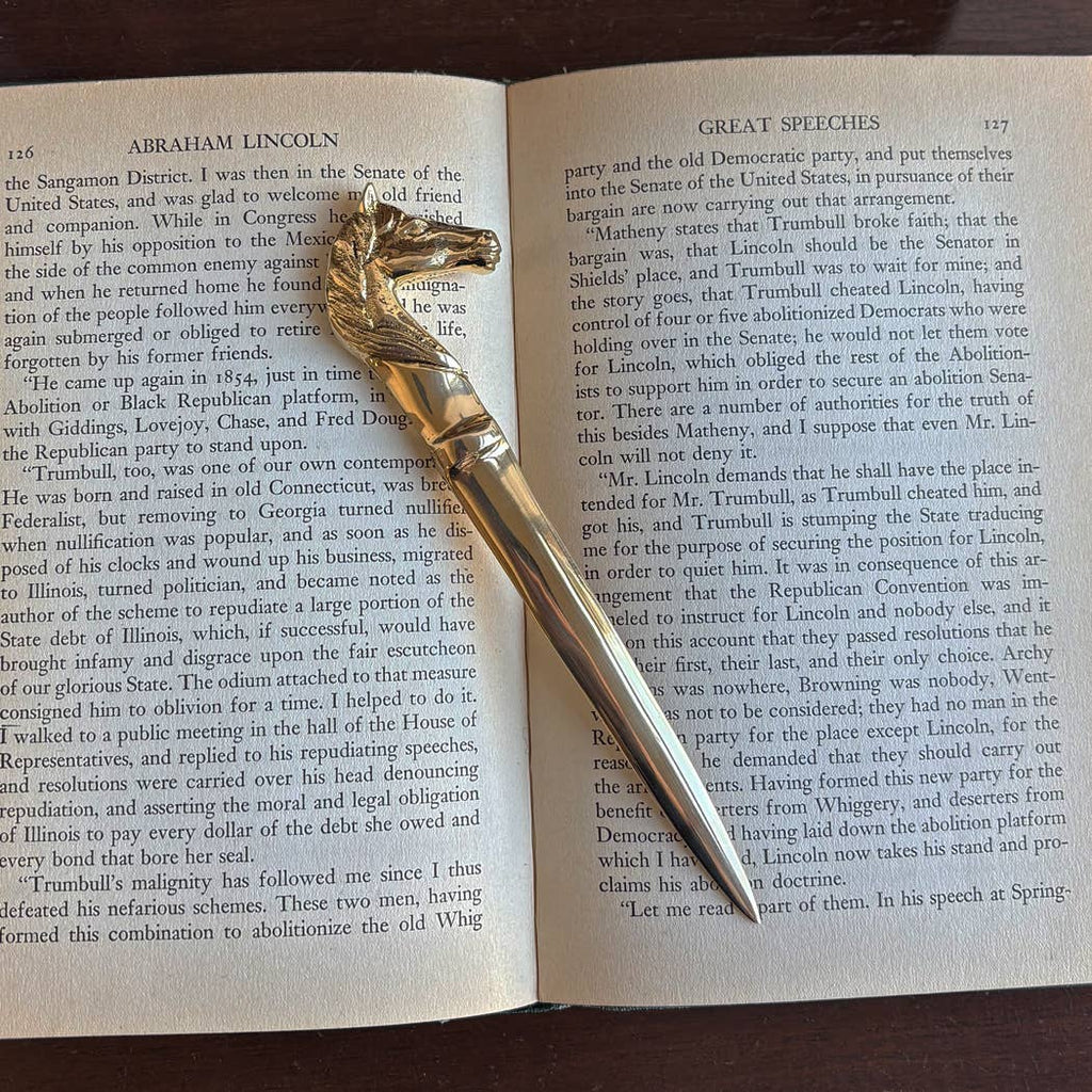 6 - 1/4" Solid Polished Brass Horse Head Letter Opener - Maison and Mer