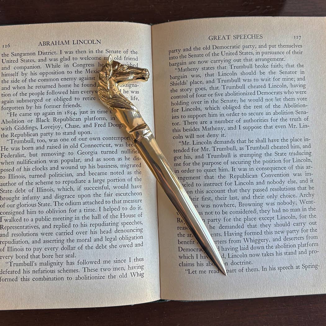 6 - 1/4" Solid Polished Brass Horse Head Letter Opener - Maison and Mer