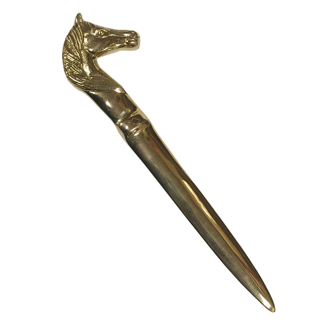 6 - 1/4" Solid Polished Brass Horse Head Letter Opener - Maison and Mer