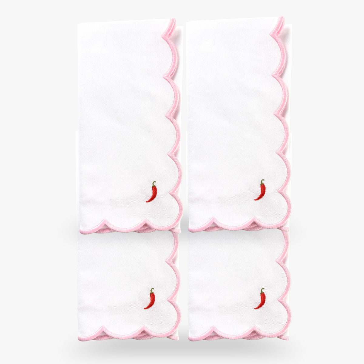 Scalloped Pepper Embroidered Dinner Napkins