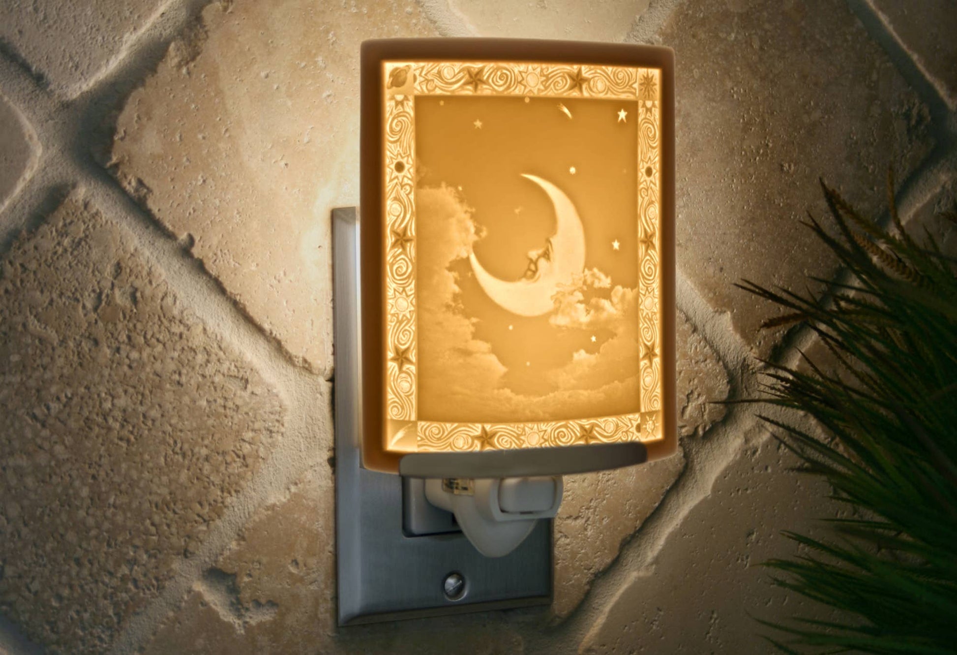Man in the Moon Porcelain Lithophane Night Light