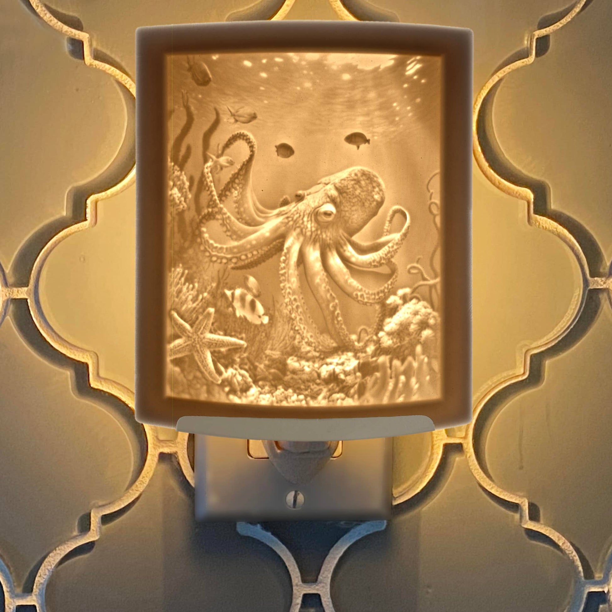 Octopus porcelain lithophane night  light