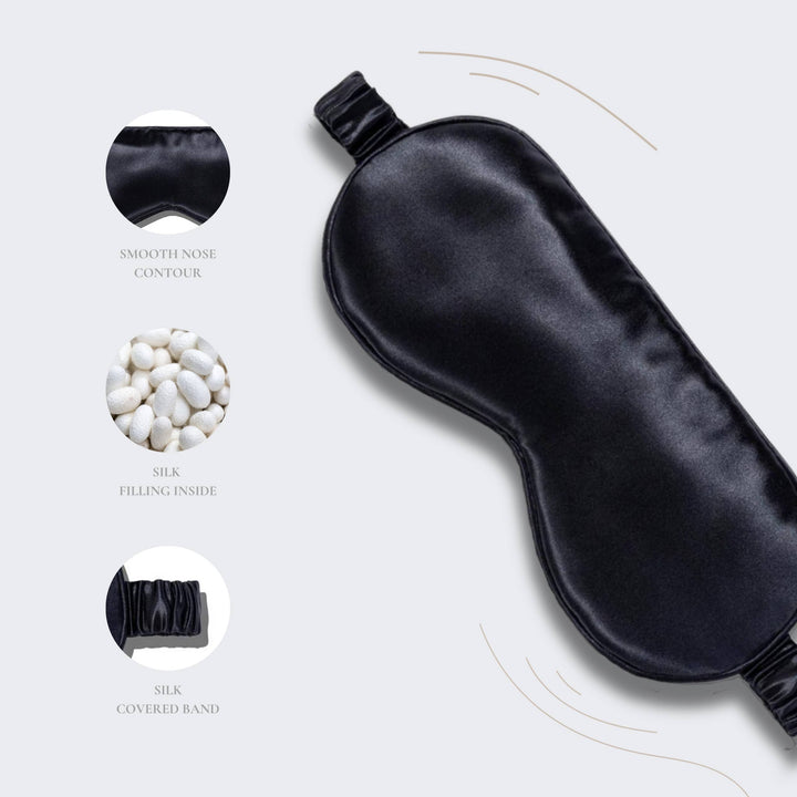 Mascarilla para ojos de seda pura 100 % orgánica - Negra