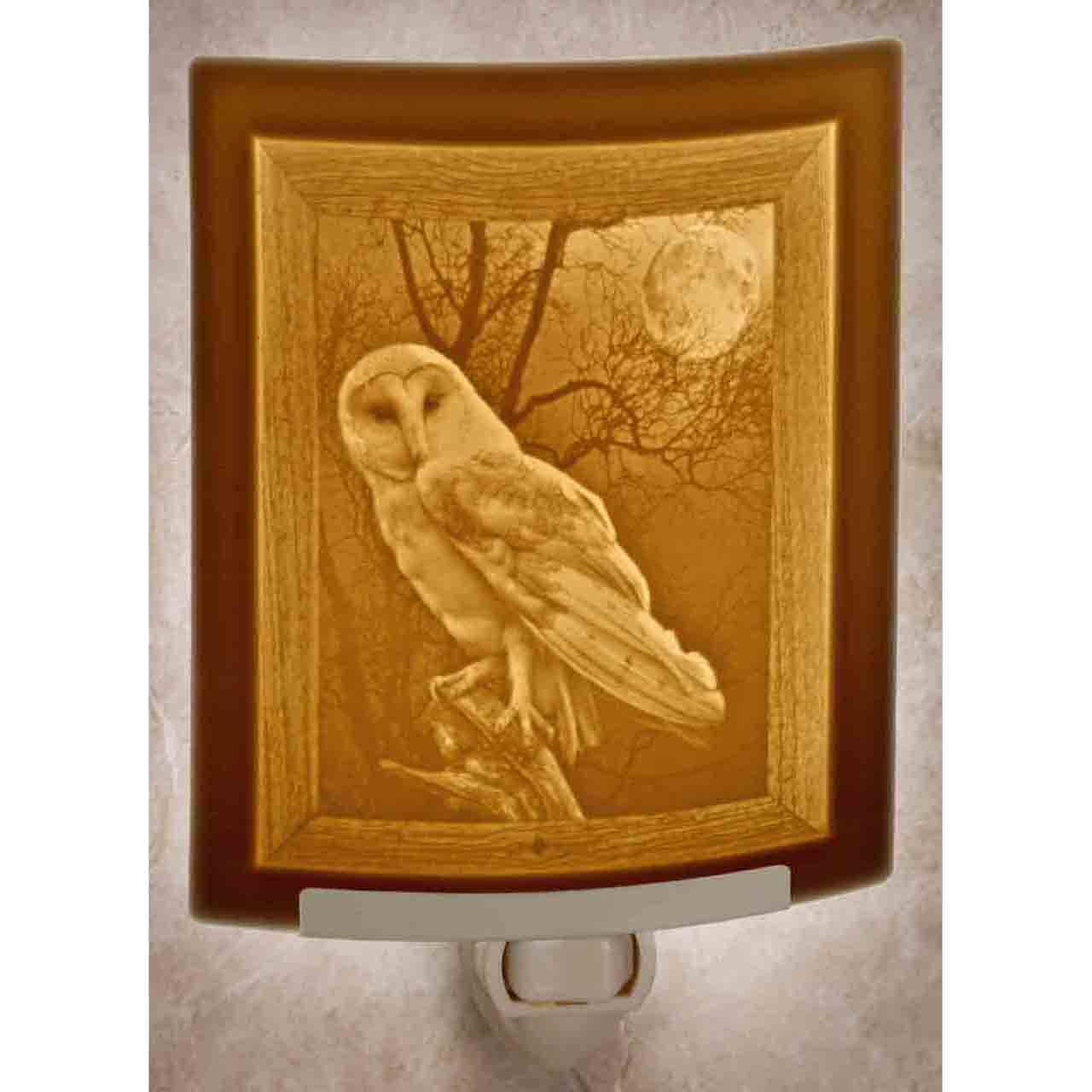 Owl Porcelain Lithophane Night Light