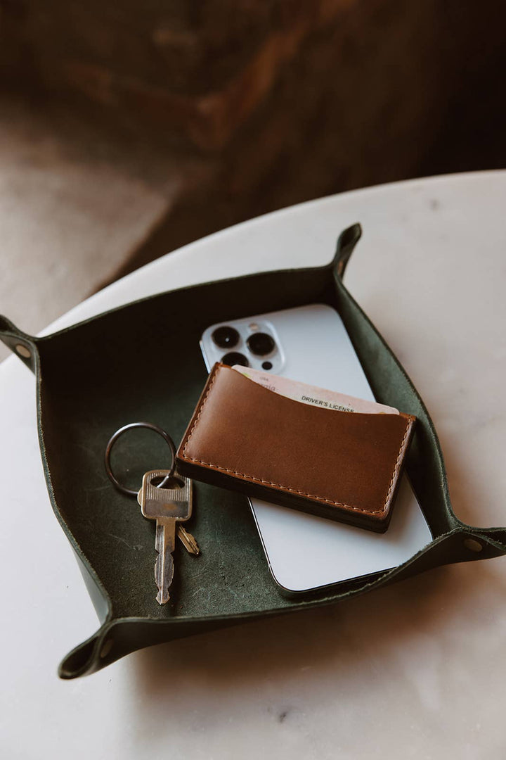 Custom Handmade Leather Valet Tray- Black