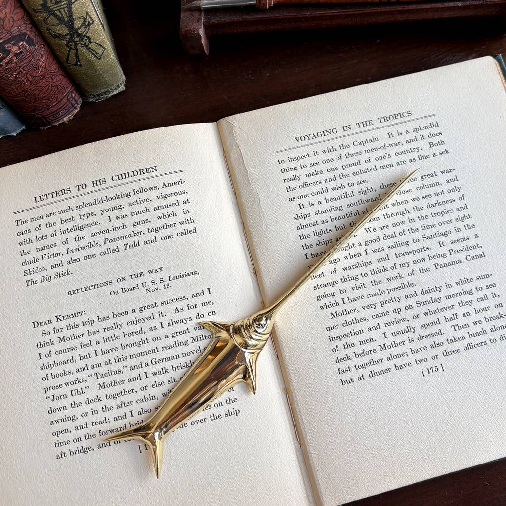 7 - 3/4" Solid Brass Swordfish Letter Opener - Maison and Mer