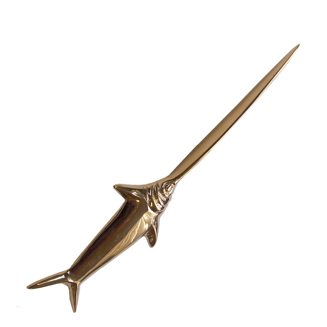 7 - 3/4" Solid Brass Swordfish Letter Opener - Maison and Mer