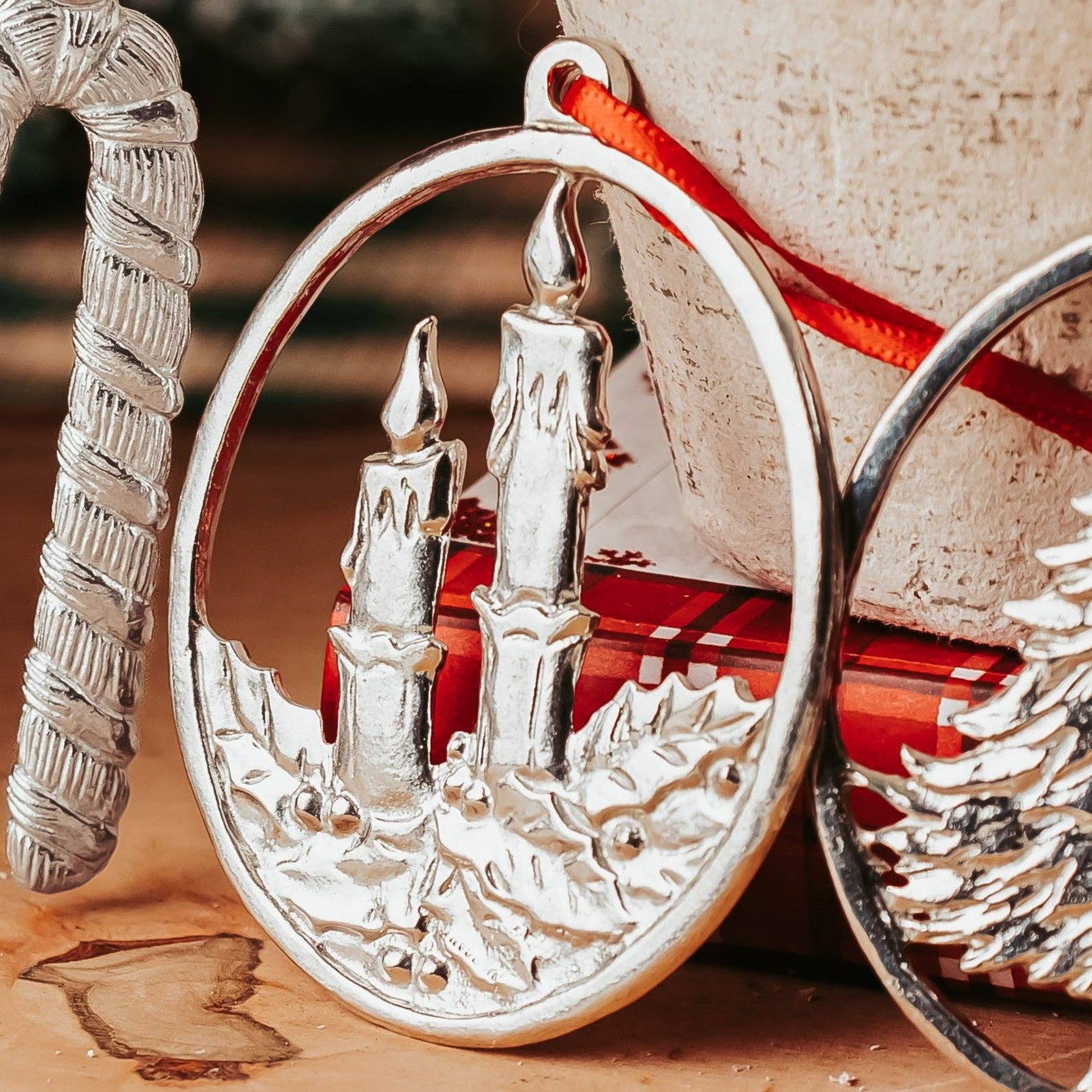 Candy Cane - Fireplace - Candles - Christmas Tree Ornament