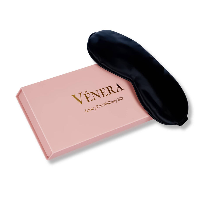 Mascarilla para ojos de seda pura 100 % orgánica - Negra
