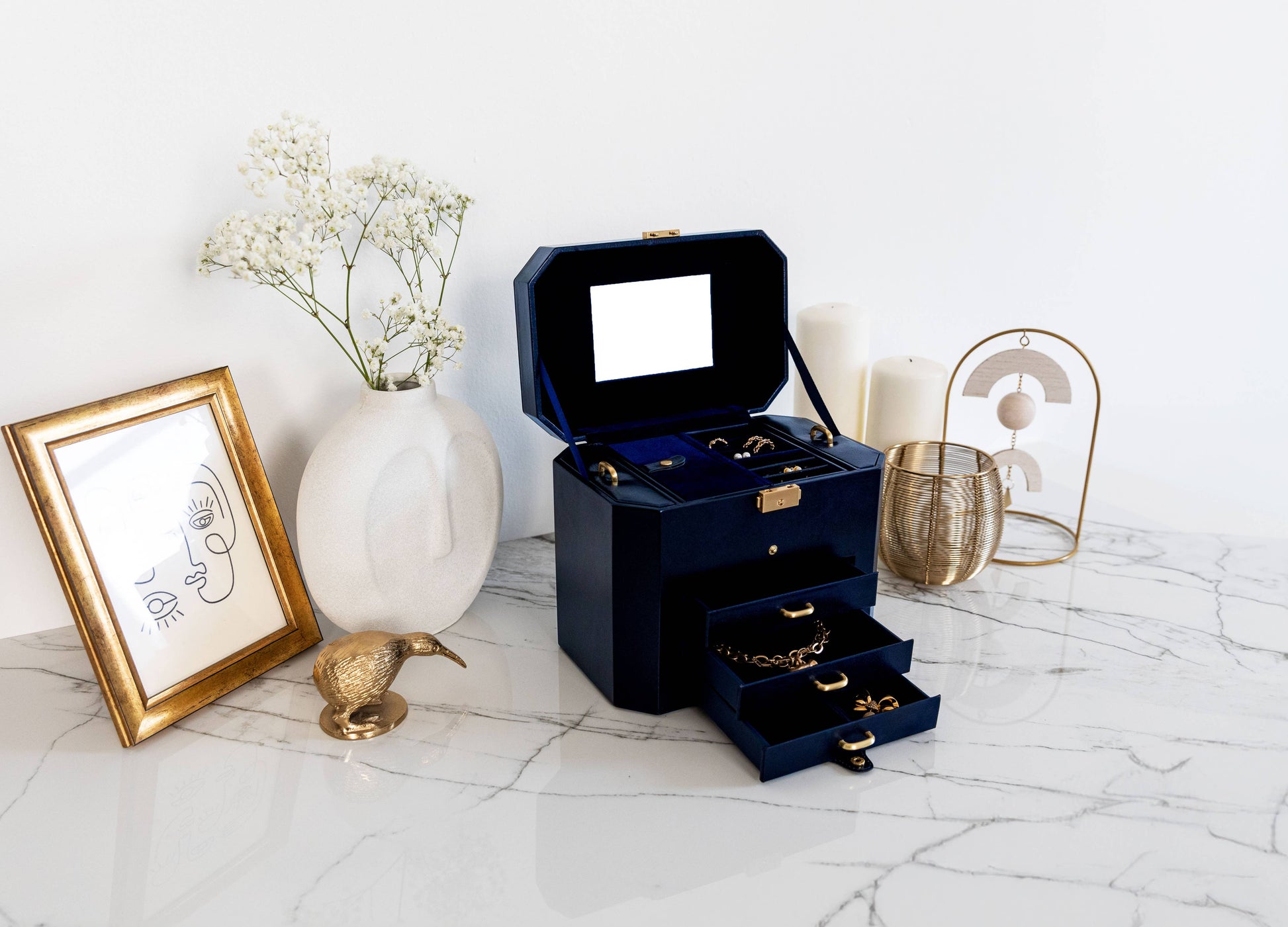 Italian Leather Jewelry Box  - The Florence