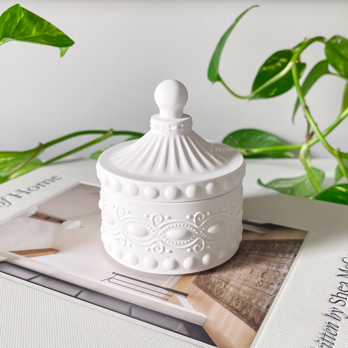Luxe Milk Glass Trinket Jar