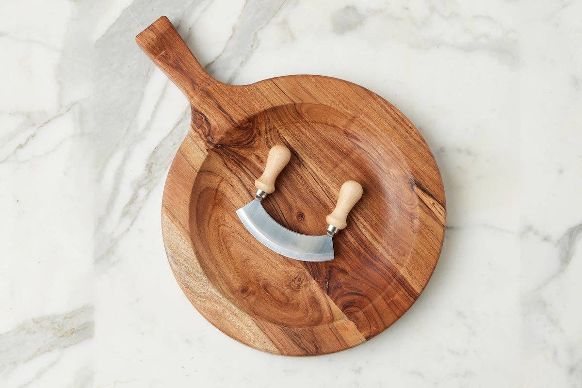 Maison Italian Cutting Board Bowl with Mezzaluna - Large