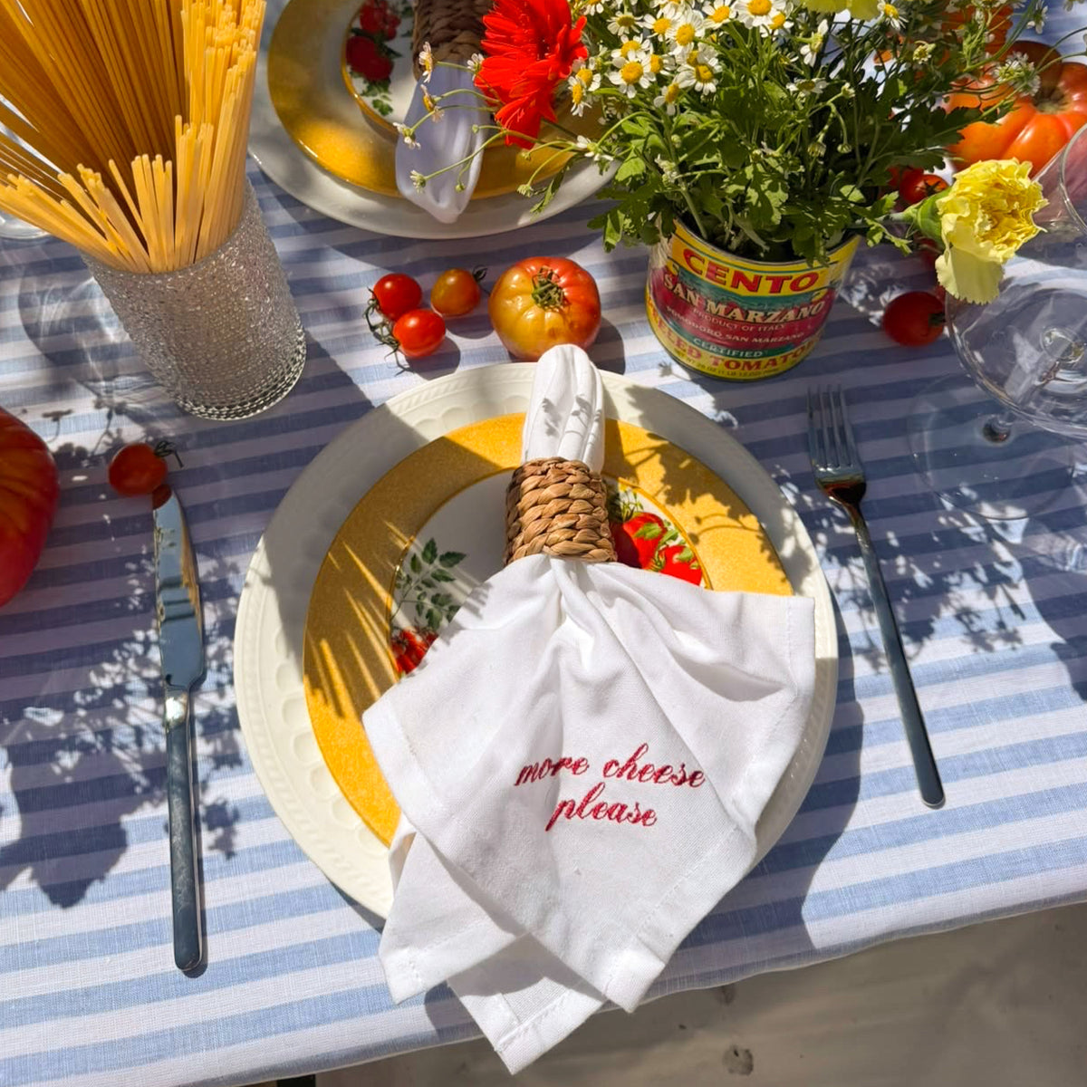 Italian Sayings Embroidered Dinner Napkins
