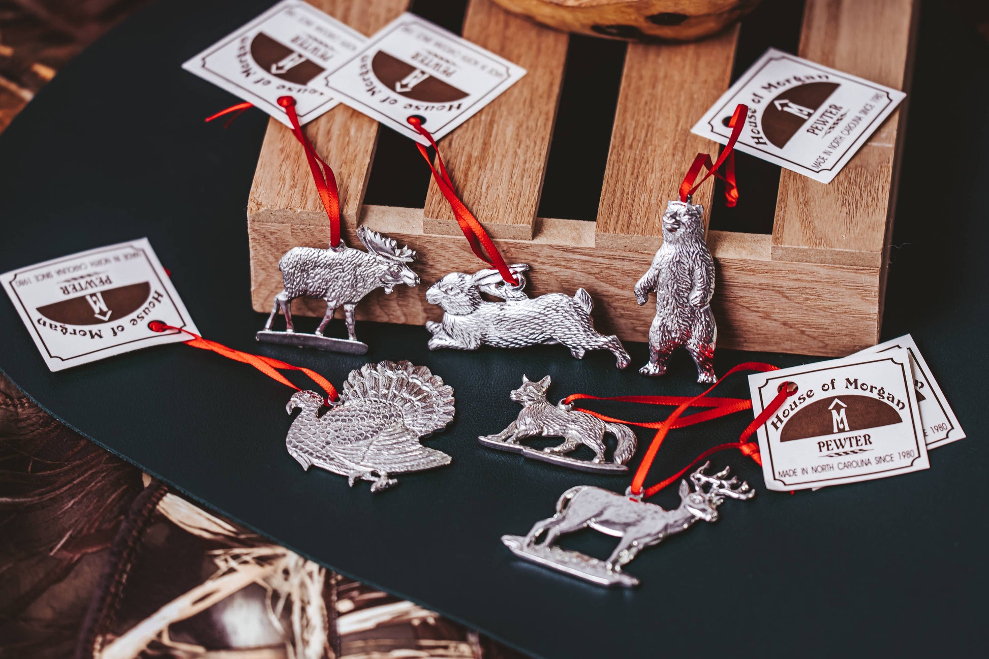 Pewter Wild Animals Christmas Ornament