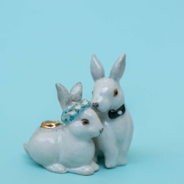 Adorno para tarta de boda con conejitos de amor