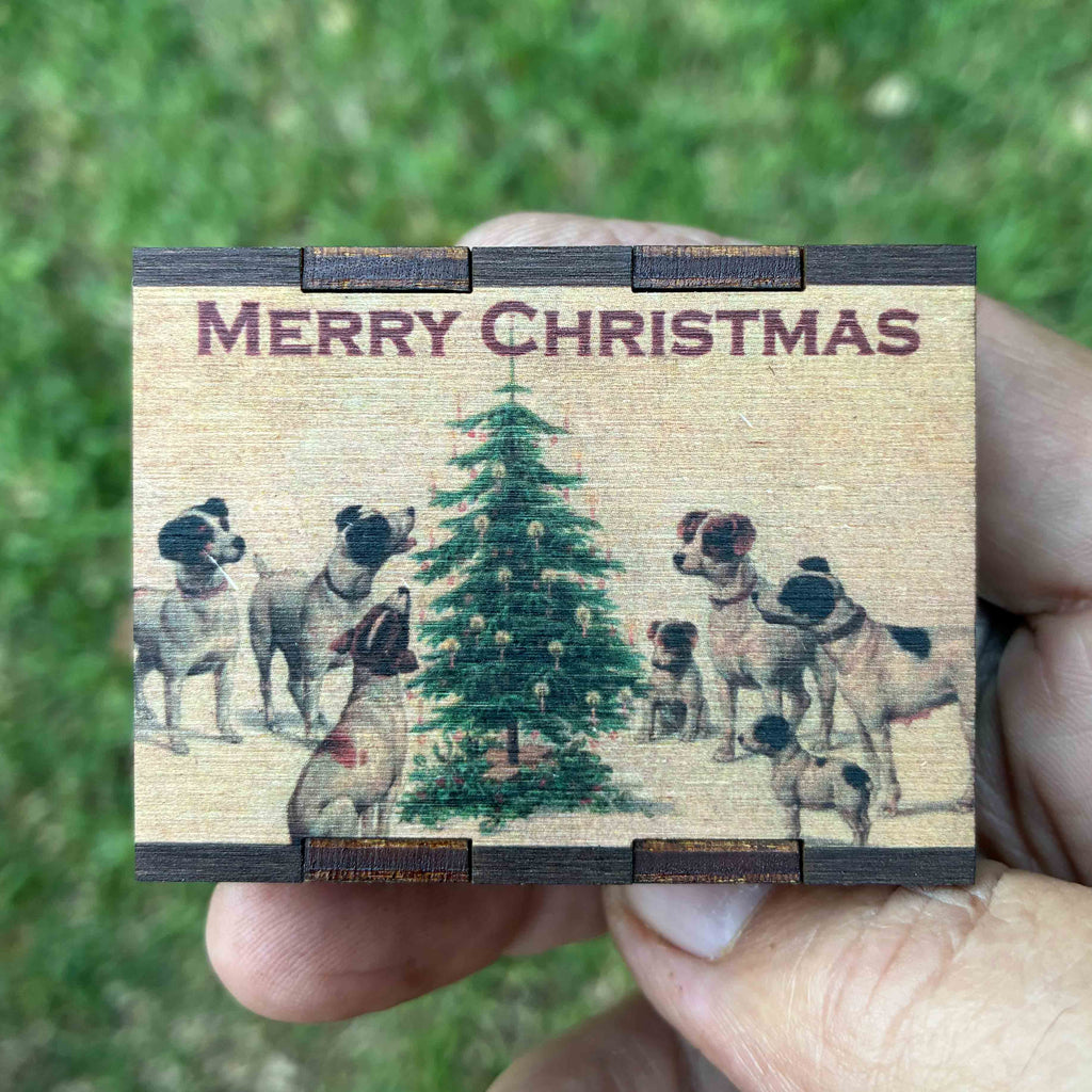 Matches • Christmas Dogs Wooden Matchbox • Stocking Stuffers