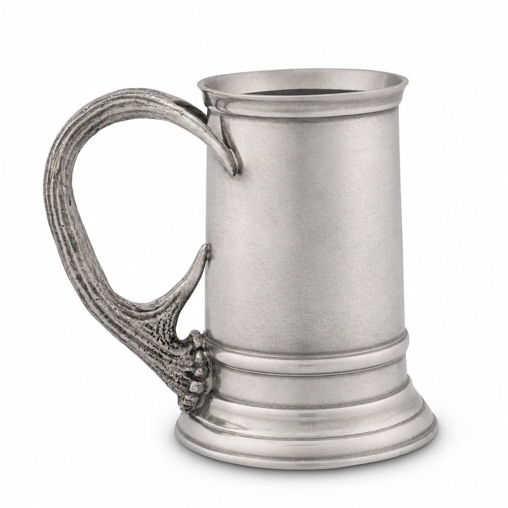 Pewter English Mug with Pewter Antler Handle