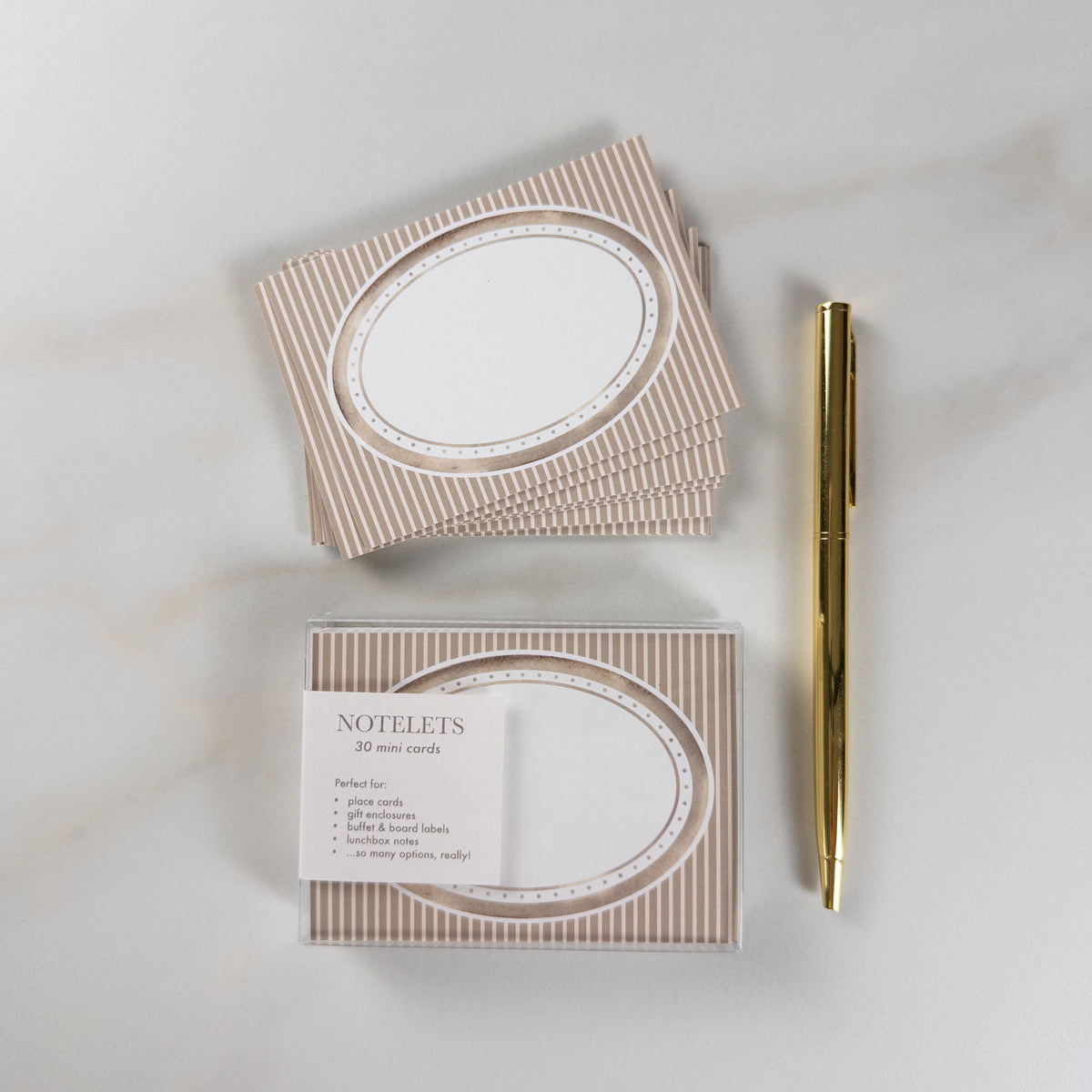 Tan Oval Notelets