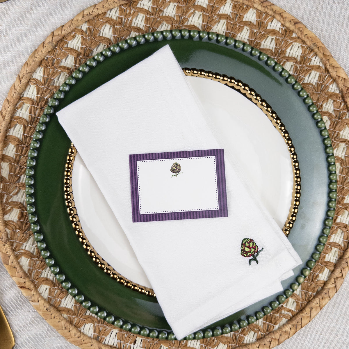 Vegetable Embroidered Dinner Napkins