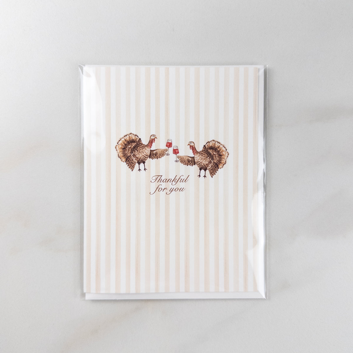 Turkeys with Wine "Thankful for you" Greeting Card