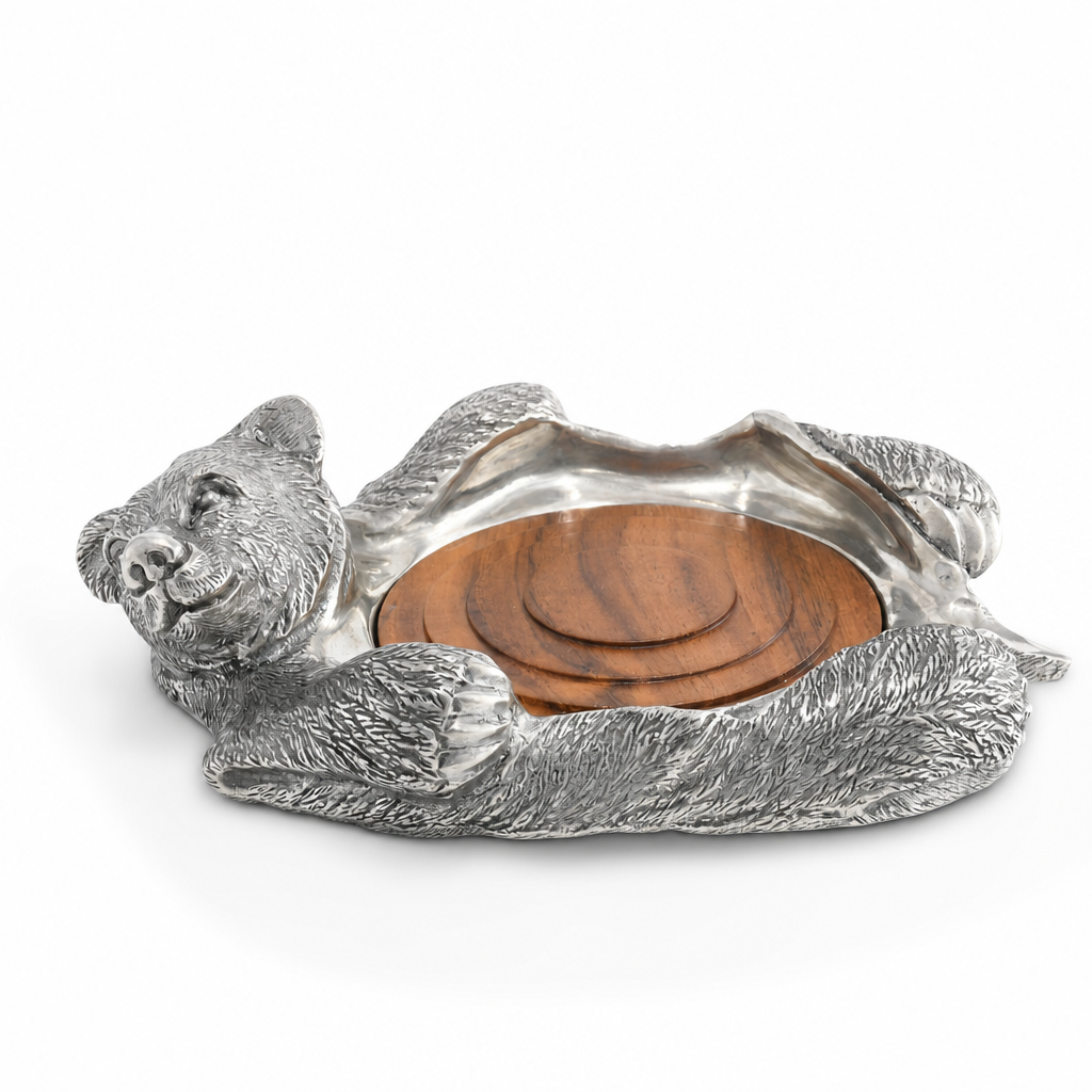 Pewter Bear Rug Wine Coaster