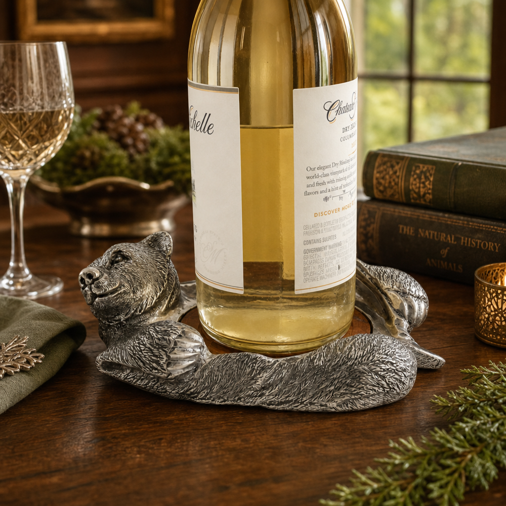 Pewter Bear Rug Wine Coaster