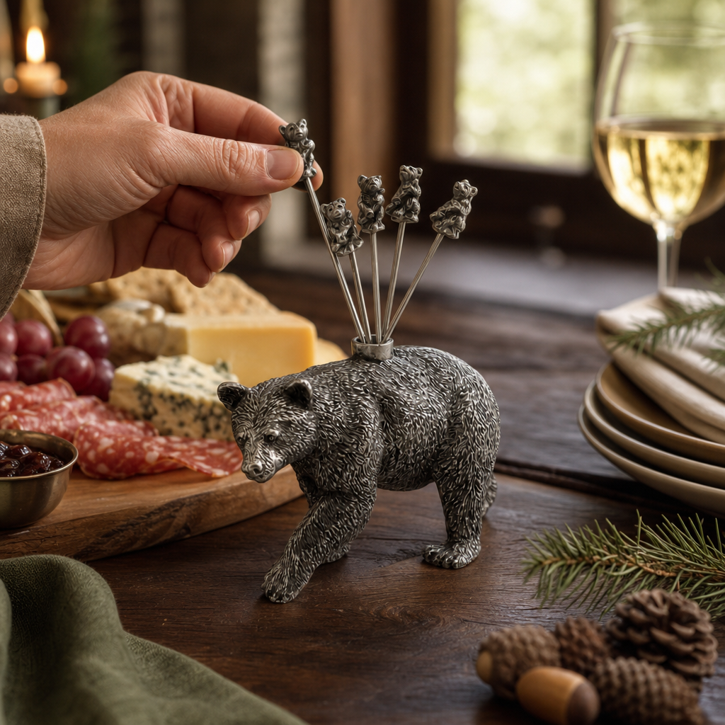 Pewter Black Bear Cheese Picks