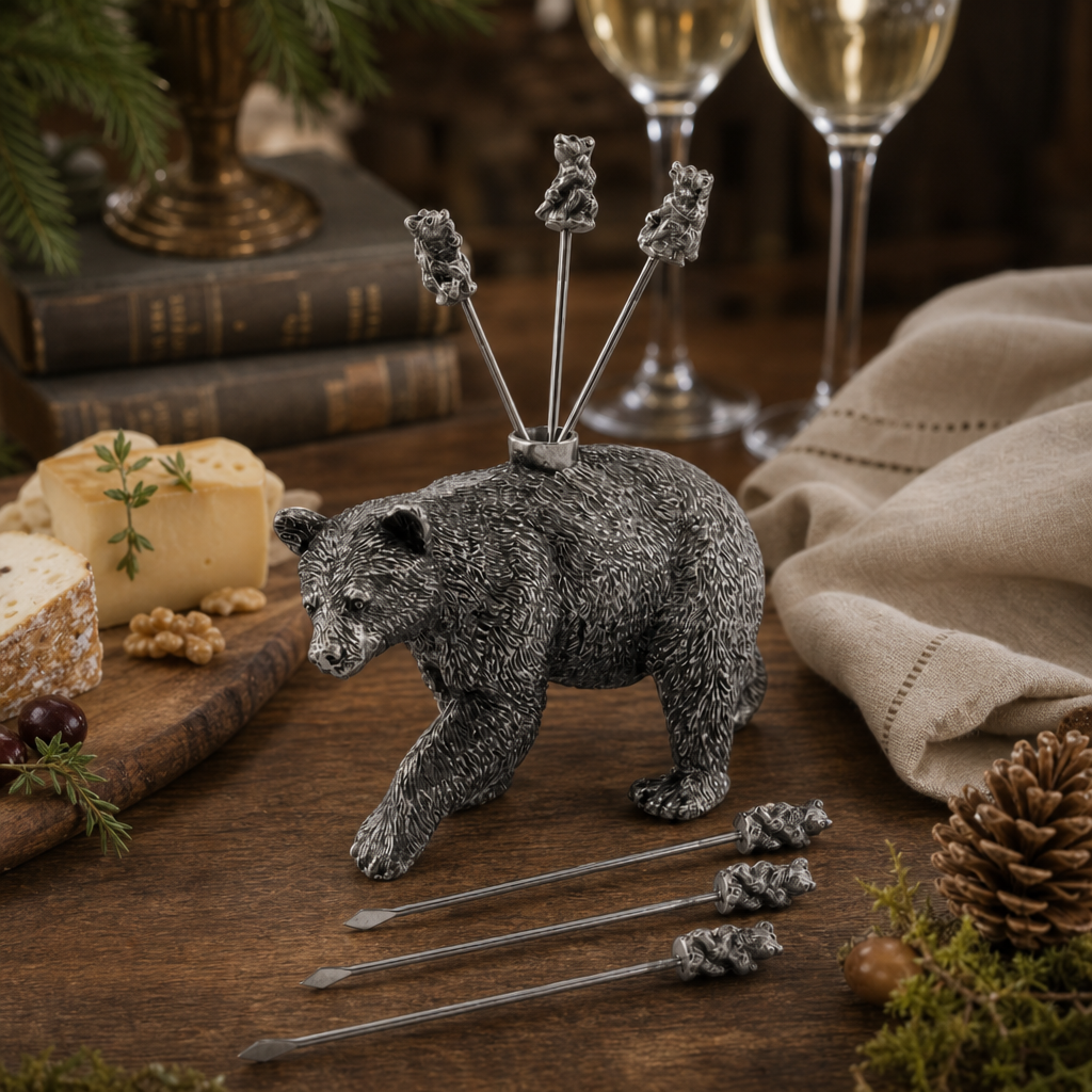 Pewter Black Bear Cheese Picks