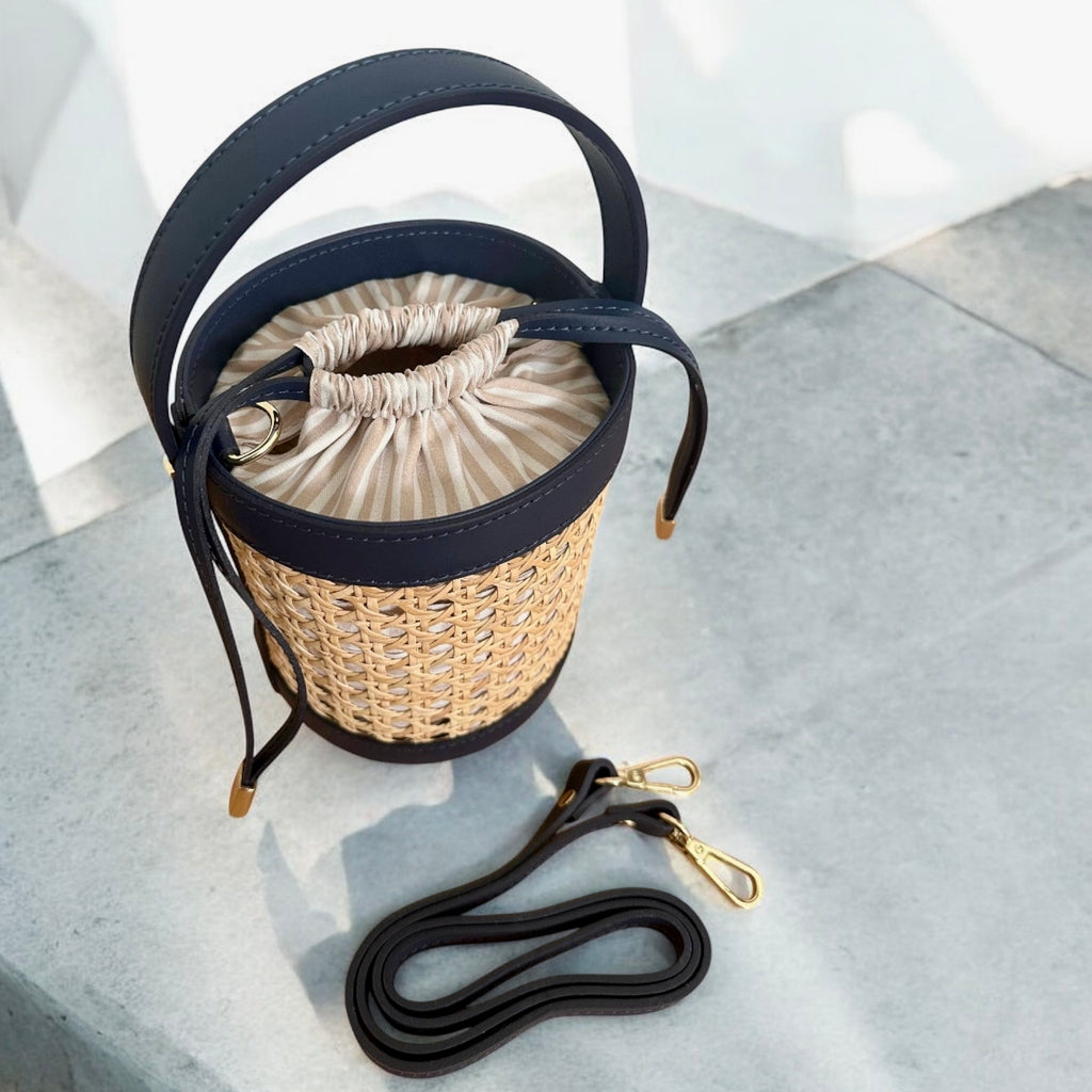 Vienna Straw & Leather Bucket Bag
