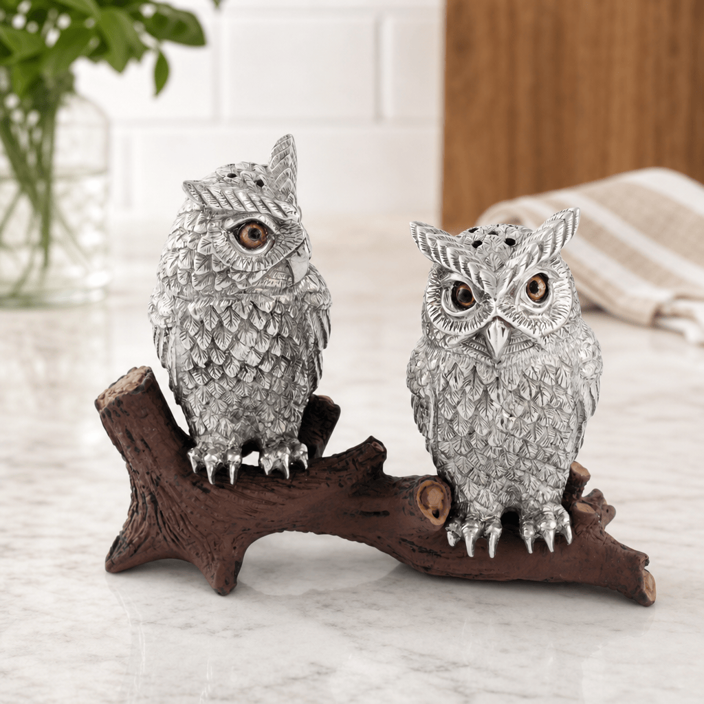 Owl on Log Salt and Pepper Shaker