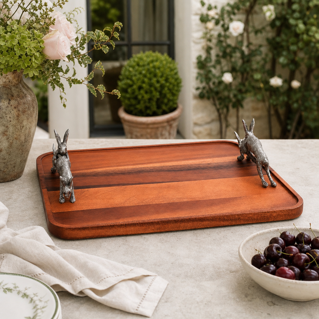 Hopping Bunny Wood Tray