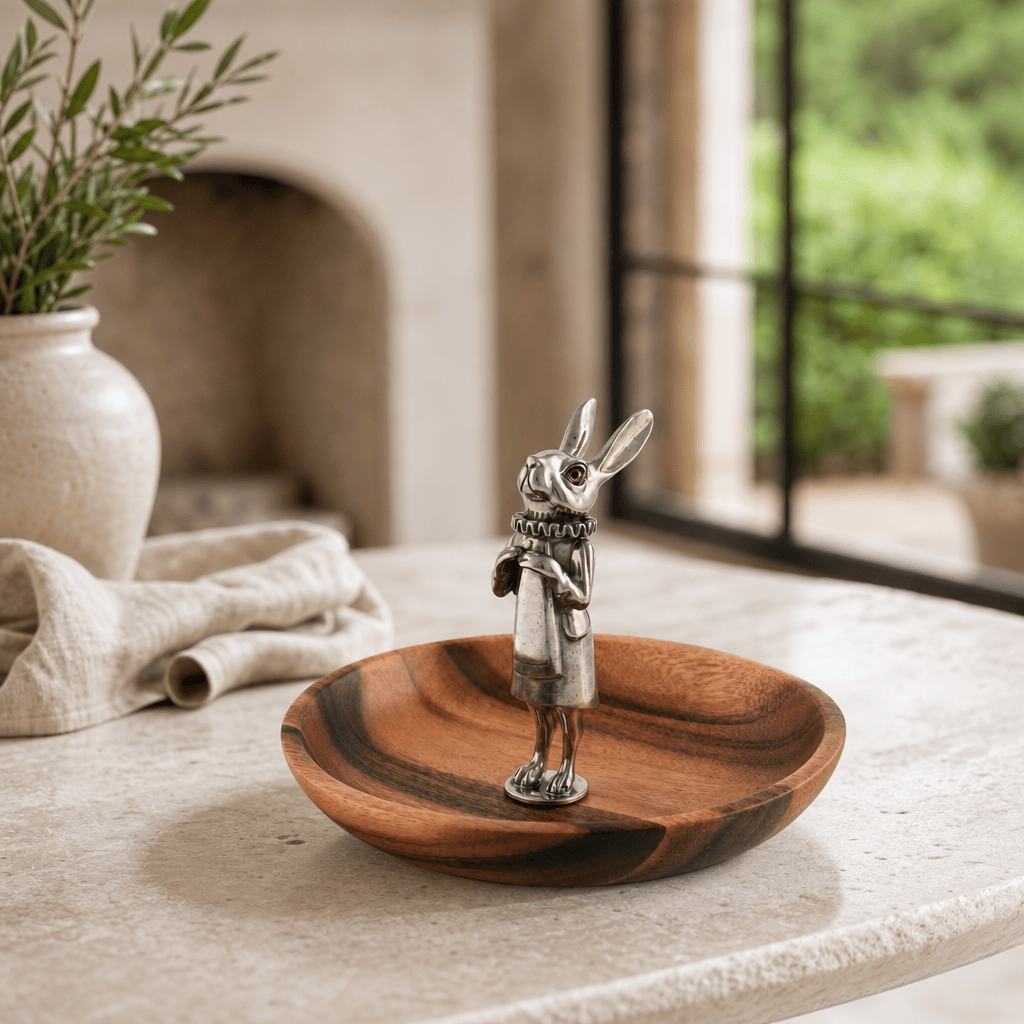 Whimsical Bunny Wood Tidbit Bowl