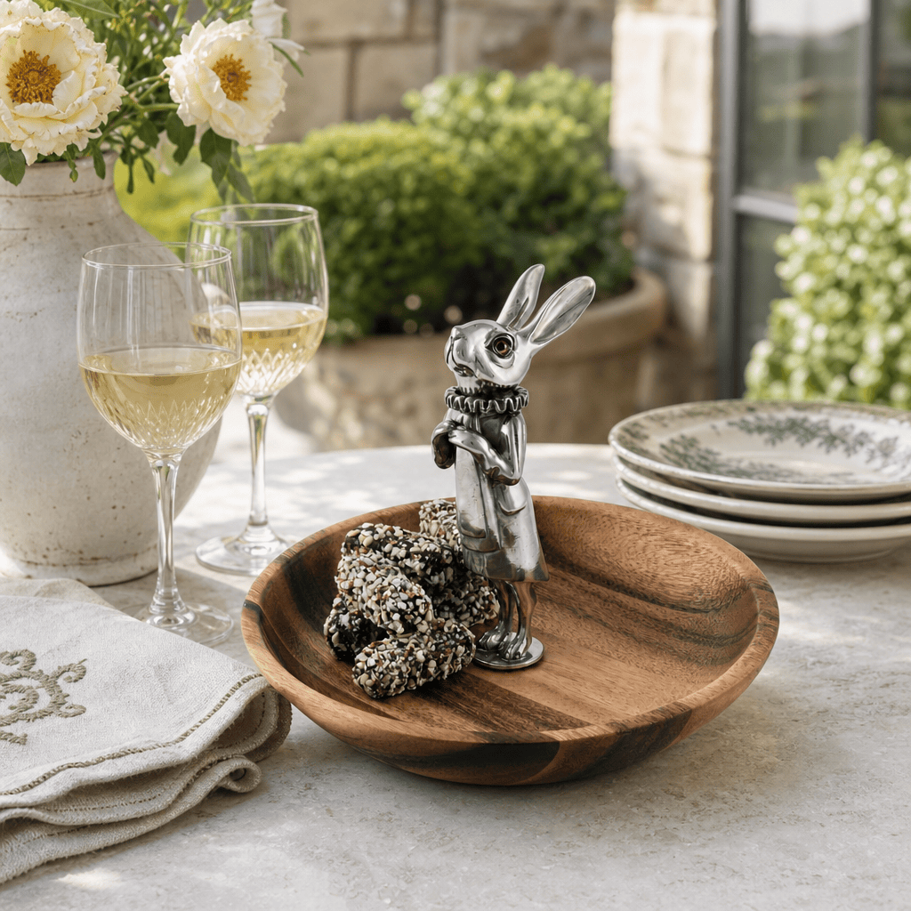 Whimsical Bunny Wood Tidbit Bowl