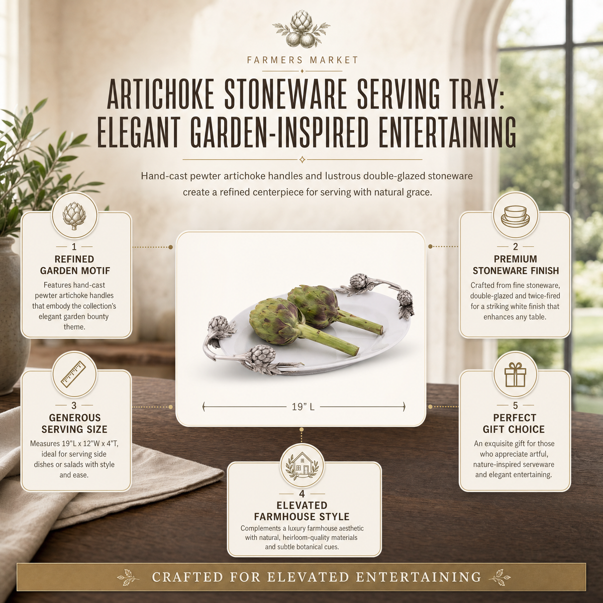 Artichoke Stoneware Serving Tray
